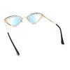 Womens Bling Rhinestone Rimless Cat Eye Metal Rim Luxury Sunglasses