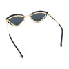 Womens Bling Rhinestone Rimless Cat Eye Metal Rim Luxury Sunglasses