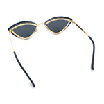 Womens Bling Rhinestone Rimless Cat Eye Metal Rim Luxury Sunglasses