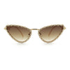 Womens Iced Out Bling Rhinestone Cat Eye Metal Rim Star Arm Sunglasses