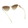 Womens Iced Out Bling Rhinestone Cat Eye Metal Rim Star Arm Sunglasses