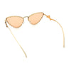Womens Iced Out Bling Rhinestone Cat Eye Metal Rim Star Arm Sunglasses