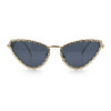 Womens Iced Out Bling Rhinestone Cat Eye Metal Rim Star Arm Sunglasses
