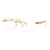 Mens Hustler Rimless Narrow Rectangle Metal Rim Fashion Eyeglasses