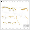 Mens Hustler Rimless Narrow Rectangle Metal Rim Fashion Eyeglasses