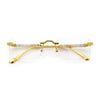 Mens Hustler Rimless Narrow Rectangle Metal Rim Fashion Eyeglasses