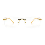 Mens Hustler Rimless Narrow Rectangle Metal Rim Fashion Eyeglasses