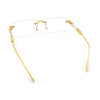 Mens Hustler Rimless Narrow Rectangle Metal Rim Fashion Eyeglasses