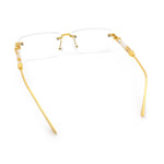 Mens Hustler Rimless Narrow Rectangle Metal Rim Fashion Eyeglasses