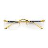 Mens Hustler Rimless Narrow Rectangle Metal Rim Fashion Eyeglasses