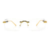 Mens Hustler Rimless Narrow Rectangle Metal Rim Fashion Eyeglasses