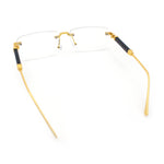 Mens Hustler Rimless Narrow Rectangle Metal Rim Fashion Eyeglasses
