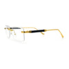 Mens Hustler Rimless Narrow Rectangle Metal Rim Fashion Eyeglasses