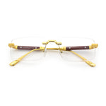 Mens Hustler Rimless Narrow Rectangle Metal Rim Fashion Eyeglasses