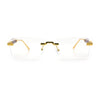 Mens Hustler Rimless Narrow Rectangle Metal Rim Fashion Eyeglasses