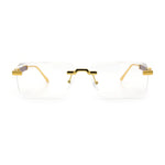 Mens Hustler Rimless Narrow Rectangle Metal Rim Fashion Eyeglasses