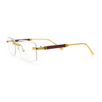 Mens Hustler Rimless Narrow Rectangle Metal Rim Fashion Eyeglasses