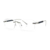 Mens Hustler Rimless Narrow Rectangle Metal Rim Fashion Eyeglasses