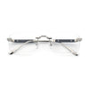 Mens Hustler Rimless Narrow Rectangle Metal Rim Fashion Eyeglasses
