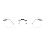 Mens Hustler Rimless Narrow Rectangle Metal Rim Fashion Eyeglasses