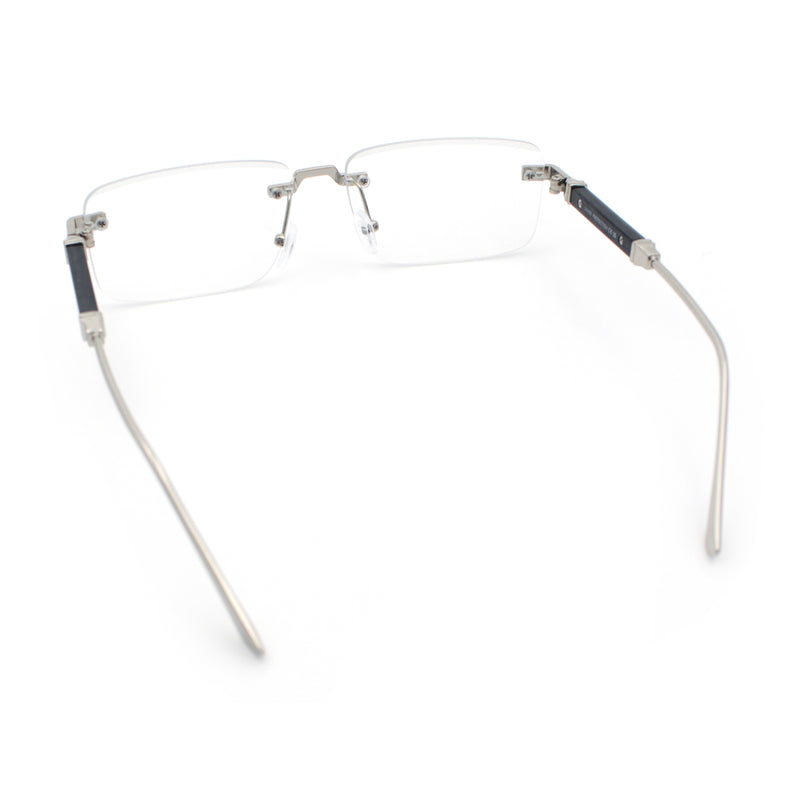 Mens Hustler Rimless Narrow Rectangle Metal Rim Fashion Eyeglasses