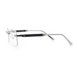 Mens Hustler Rimless Narrow Rectangle Metal Rim Fashion Eyeglasses