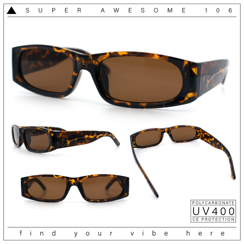 Classy Mod Narrow Rectangle Sport Plastic Dad Fashion Retro Sunglasses