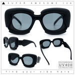 Womens Thick Plastic Bubble Balloon Frame Rectangle Funky Sunglasses