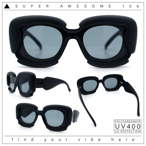 Womens Thick Plastic Bubble Balloon Frame Rectangle Funky Sunglasses