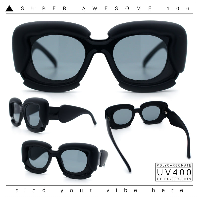 Womens Thick Plastic Bubble Balloon Frame Rectangle Funky Sunglasses