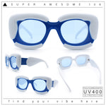 Womens Thick Plastic Bubble Balloon Frame Rectangle Funky Sunglasses