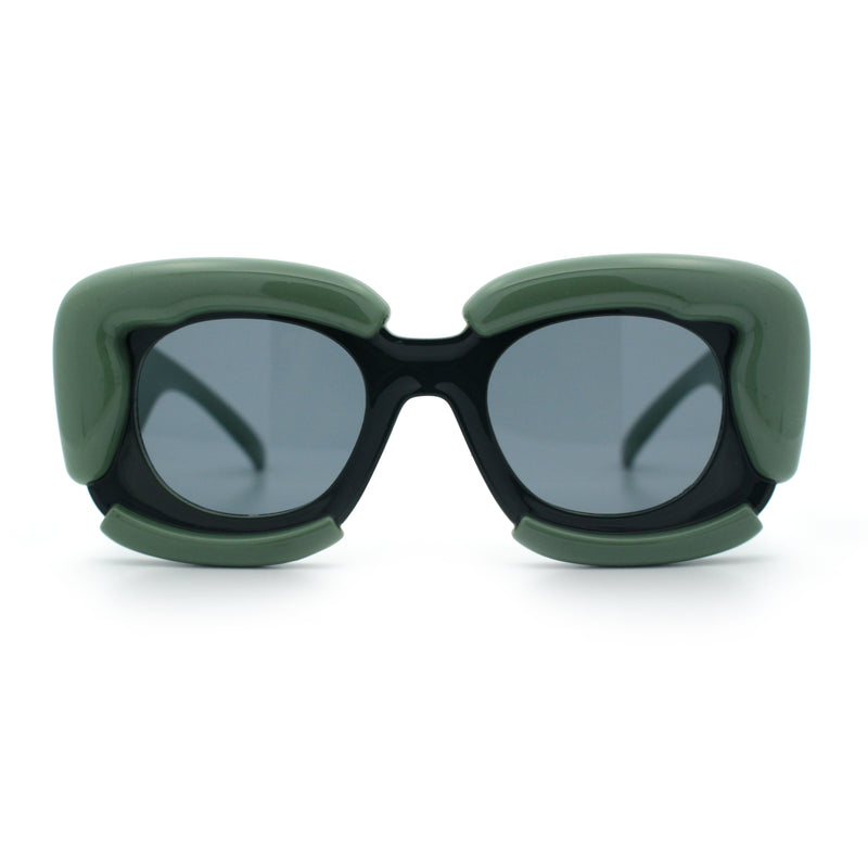 Womens Thick Plastic Bubble Balloon Frame Rectangle Funky Sunglasses