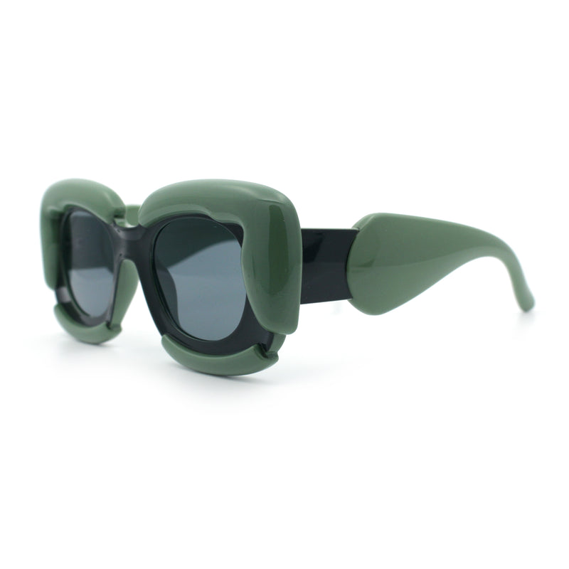 Womens Thick Plastic Bubble Balloon Frame Rectangle Funky Sunglasses