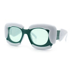 Womens Thick Plastic Bubble Balloon Frame Rectangle Funky Sunglasses