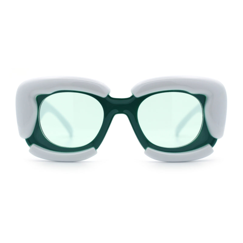 Womens Thick Plastic Bubble Balloon Frame Rectangle Funky Sunglasses