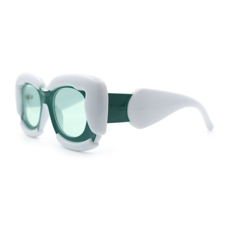 Womens Thick Plastic Bubble Balloon Frame Rectangle Funky Sunglasses