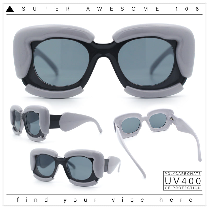 Womens Thick Plastic Bubble Balloon Frame Rectangle Funky Sunglasses