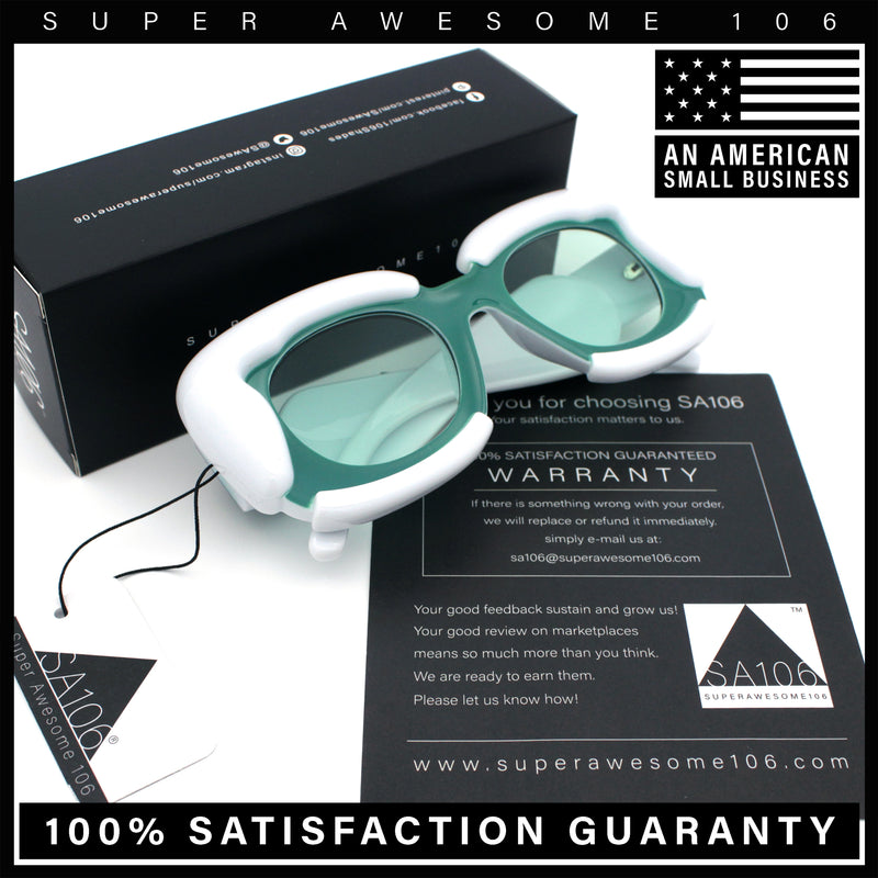 Womens Thick Plastic Bubble Balloon Frame Rectangle Funky Sunglasses