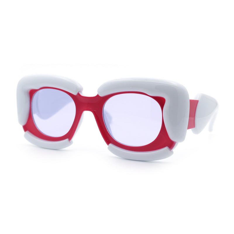 Womens Thick Plastic Bubble Balloon Frame Rectangle Funky Sunglasses