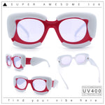 Womens Thick Plastic Bubble Balloon Frame Rectangle Funky Sunglasses