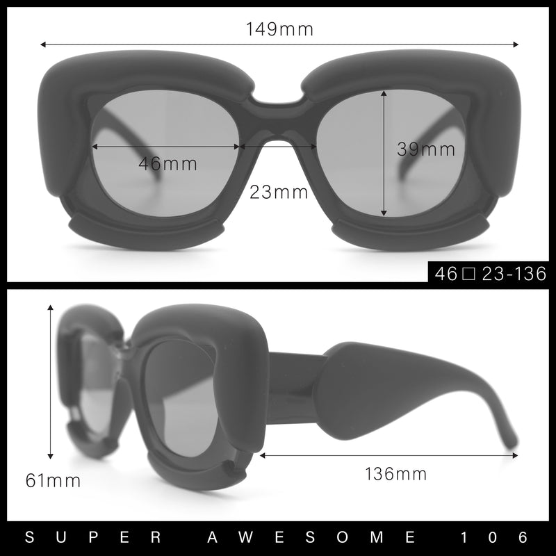 Womens Thick Plastic Bubble Balloon Frame Rectangle Funky Sunglasses