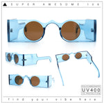 Keyhole Bridge Rectangle Bar Shape Round Circle Lens Hipster Sunglasses