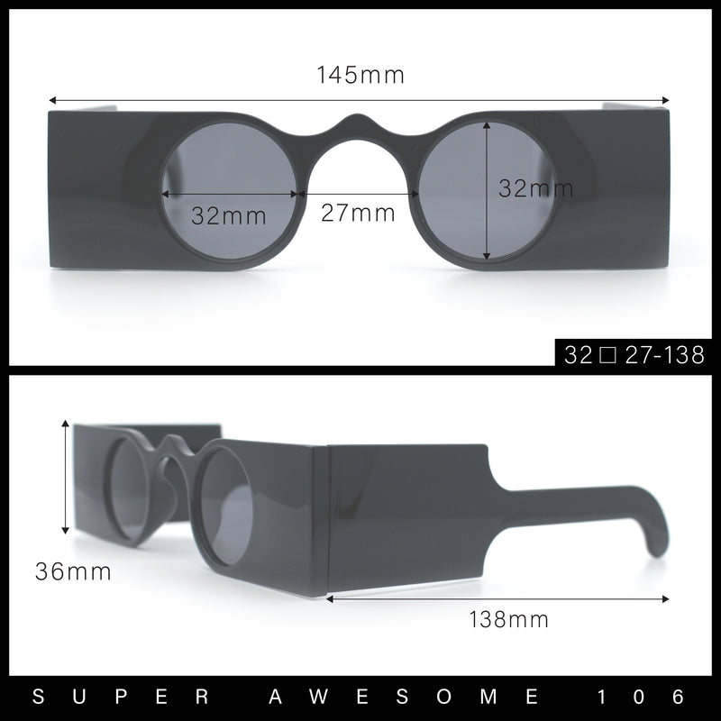 Keyhole Bridge Rectangle Bar Shape Round Circle Lens Hipster Sunglasses