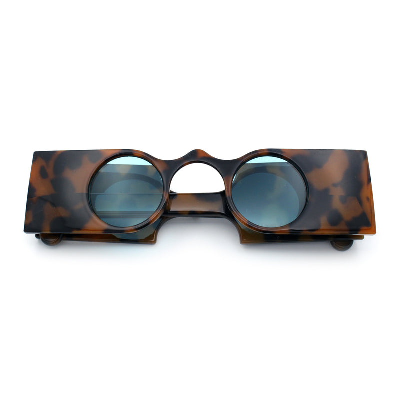 Keyhole Bridge Rectangle Bar Shape Round Circle Lens Hipster Sunglasses