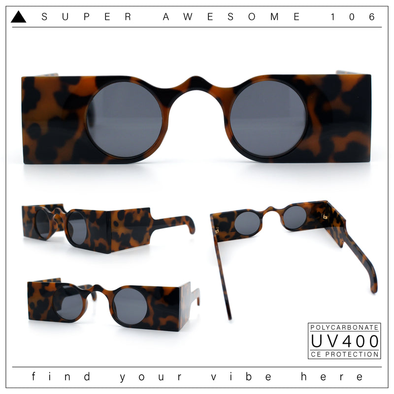 Keyhole Bridge Rectangle Bar Shape Round Circle Lens Hipster Sunglasses