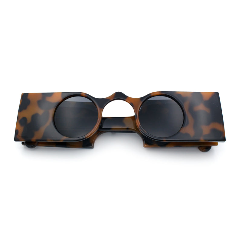 Keyhole Bridge Rectangle Bar Shape Round Circle Lens Hipster Sunglasses