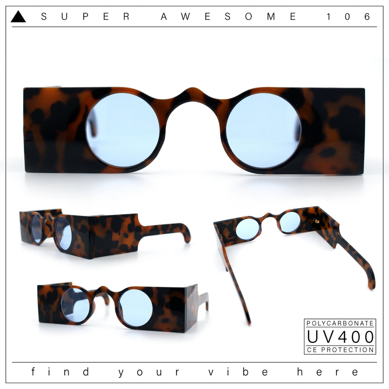 Keyhole Bridge Rectangle Bar Shape Round Circle Lens Hipster Sunglasses