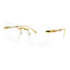 Retro Gangster Rapper Luxury Clear Lens Rimless Rectangle Fashion Eyeglasses