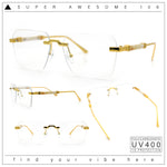 Retro Gangster Rapper Luxury Clear Lens Rimless Rectangle Fashion Eyeglasses