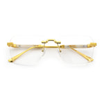Retro Gangster Rapper Luxury Clear Lens Rimless Rectangle Fashion Eyeglasses